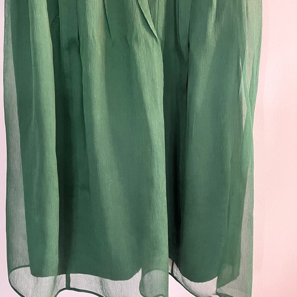 New! J Crew Bridal Cocktail Forrest Green One Shoulder Silk Chiffon Dress 2P - Picture 7 of 15